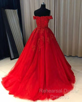 Off The Shoulder Lace Red Semi Formal Prom Dresses A Line Sequin Evening Gowns